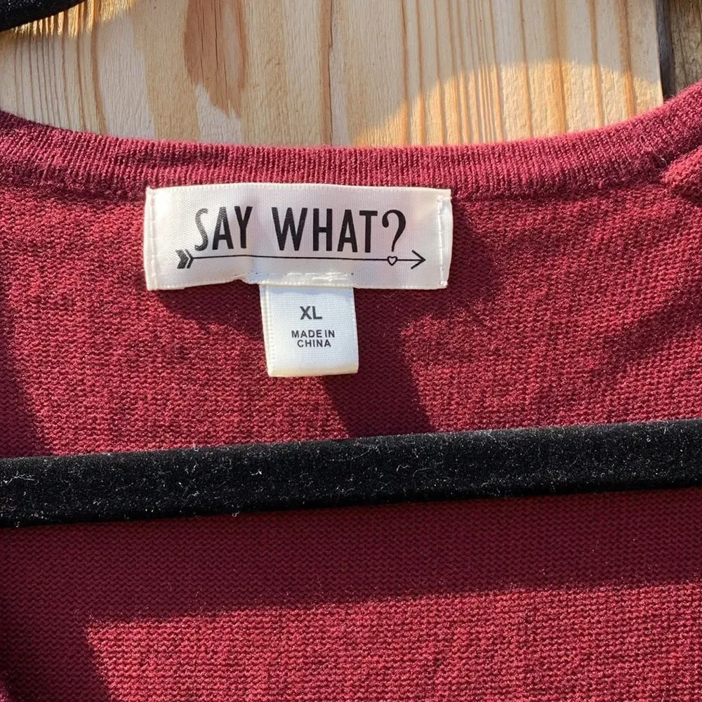 Take 50% OFF- Say What? Burgundy and Black Mini Dress, Size-XL - Picture 6 of 12